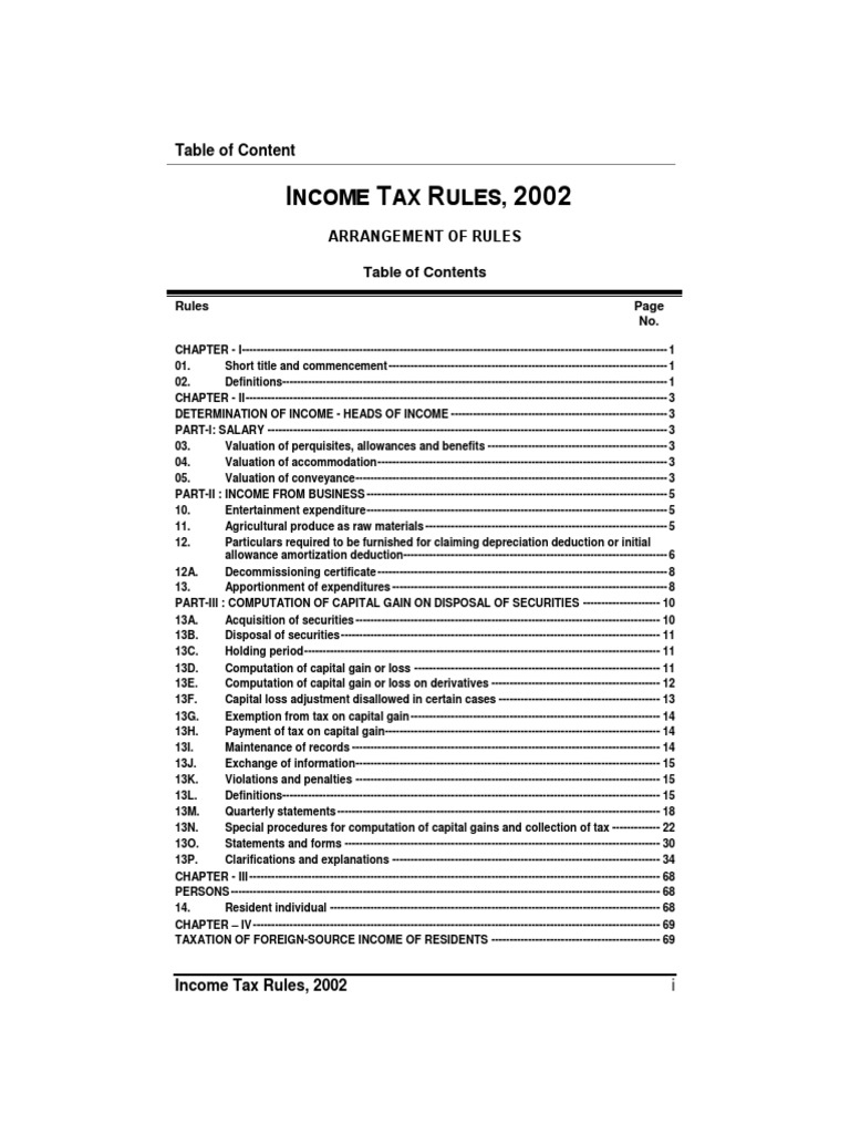 In Come Tax Rules 2002 PDF Accountant Taxes
