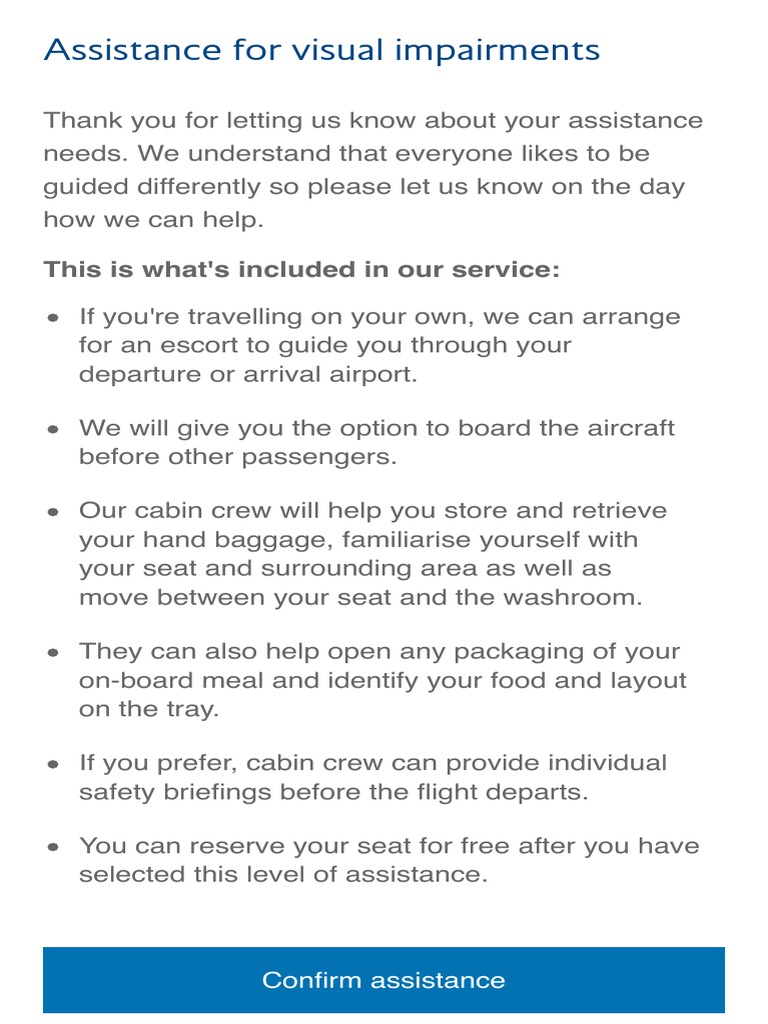 British Airways Mobility Assistance Guide | PDF