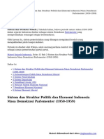 Sistem Dan Struktur Politik Dan Ekonomi Indonesia Masa Demokrasi Parlementer (1950-1959)