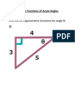 Trigonometric Functions of Acute Angles Practice Test PDF