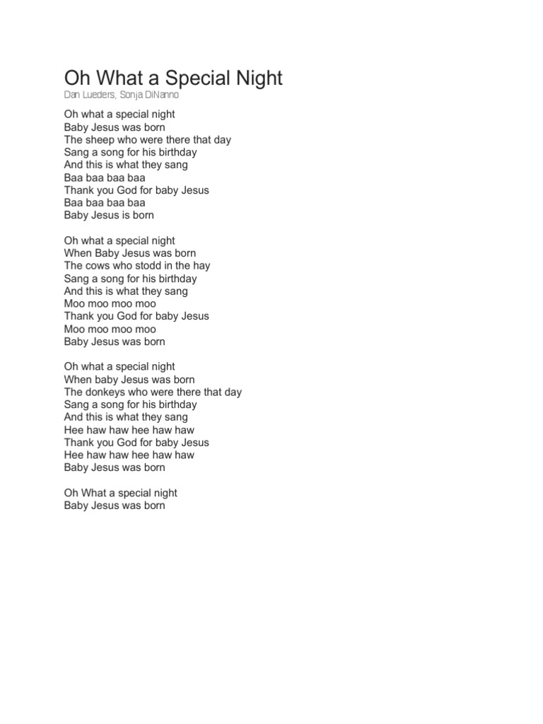 Oh What A Special Night Lyrics | PDF