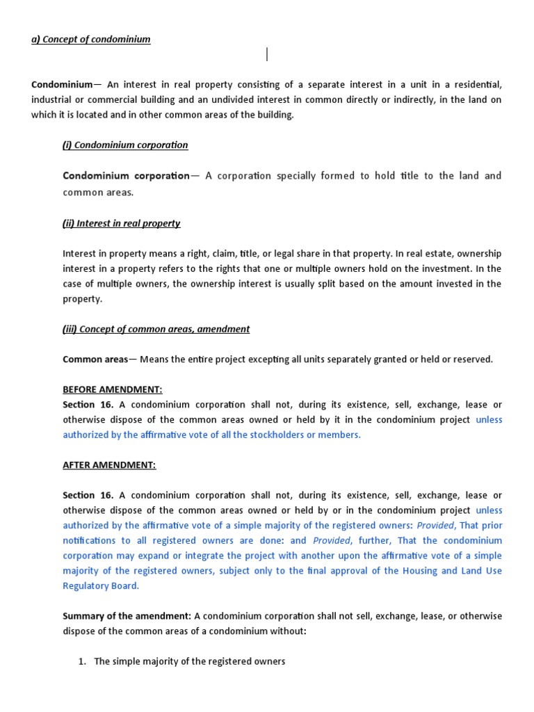 Condominium Law Notes | PDF | Condominium | Corporations