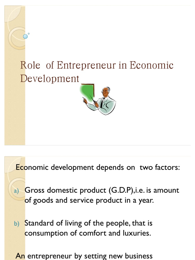 Role of Entrepreneur in Economic Development Slide | Entrepreneurship ...