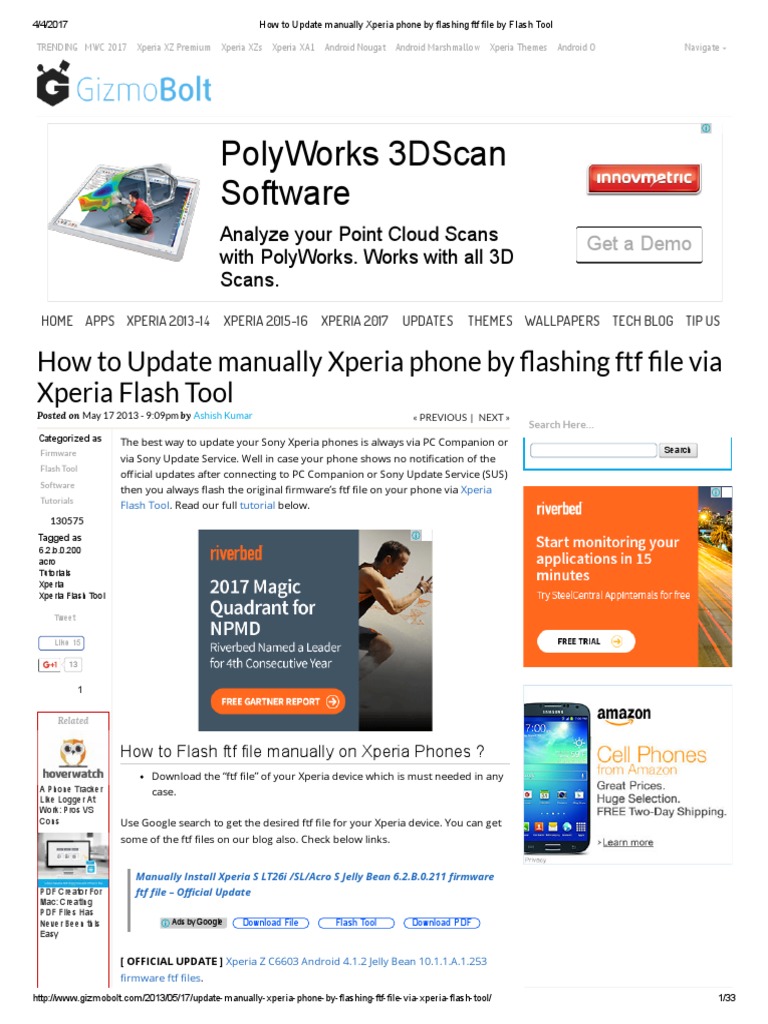How To Update Manually Xperia Phone by Flashing FTF File by Flash Tool Download Free PDF
