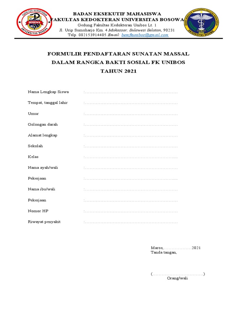 Formulir Pendaftaran Sunatan Massal PDF