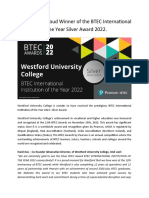 BTEC International Institution of The Year Silver Award 2022 - WUC Blogs