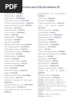 Códigos para GTA San Andreas. Só não temos todos os códigos no carros,  dinheiro, armas em GTA San Andreas