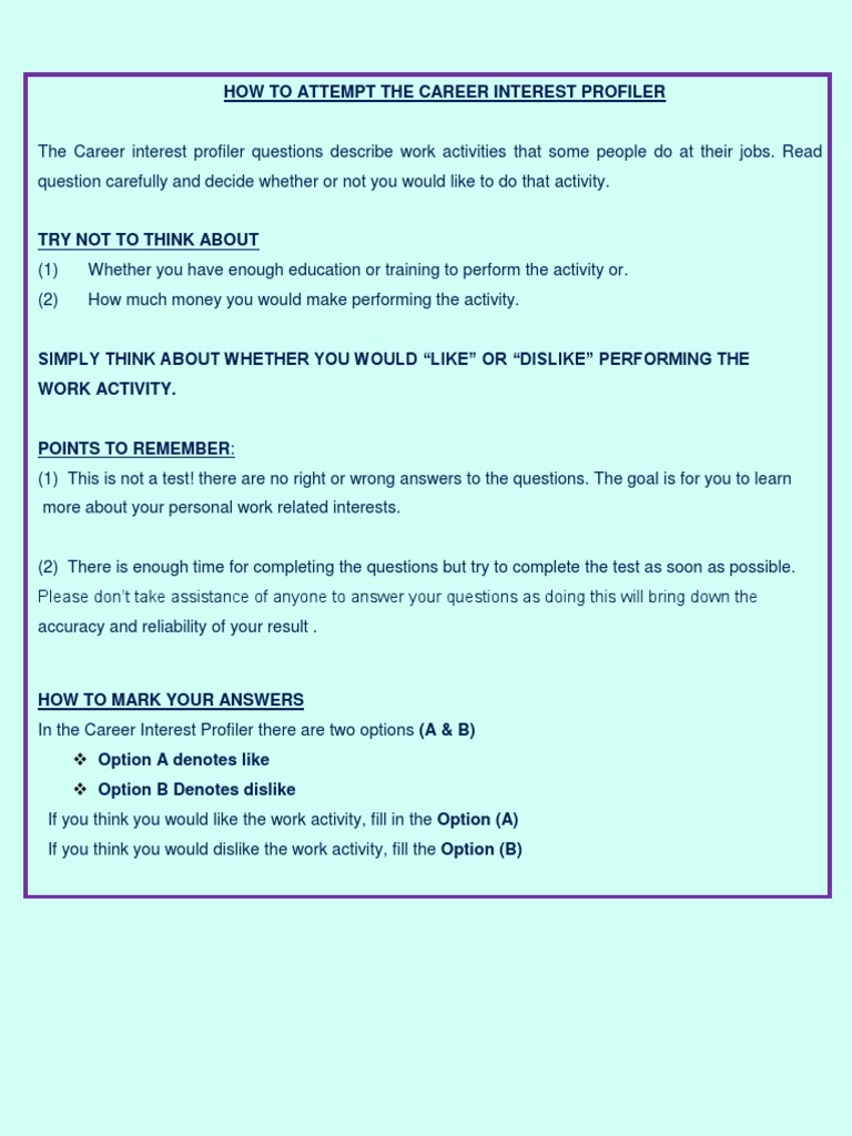 Instructions For Riasec Test Compressed Pdf