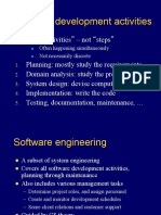 Software development activities and modeling approaches