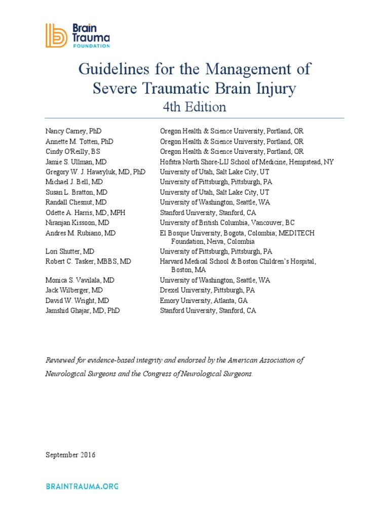 Guidelines For Management of Severe TBI 4th Edition | PDF | Evidence