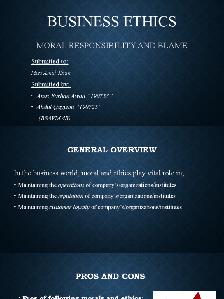 Business Ethics: Moral Responsibility | PDF | Food And Drink