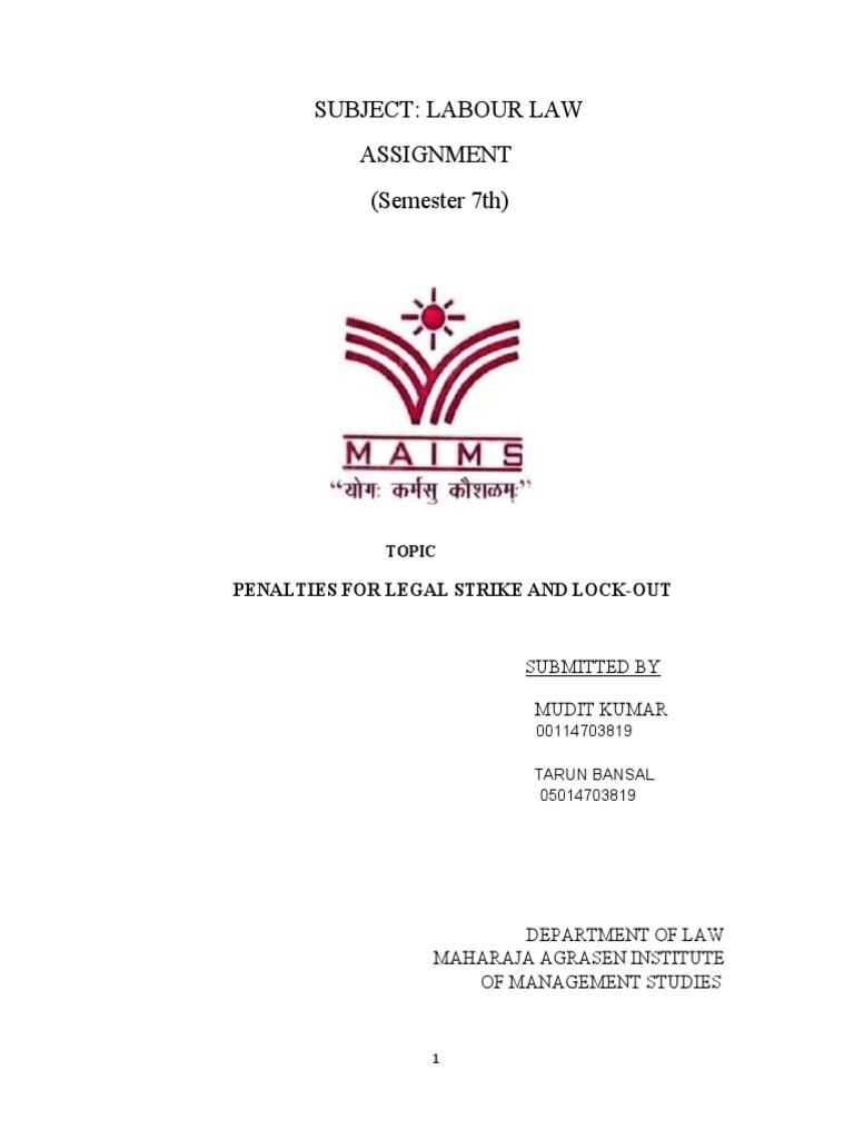 Labour Law PDF Strike Action Lockout (Industry)