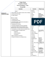 Tabela de Conteúdos - Teste 3.º Período