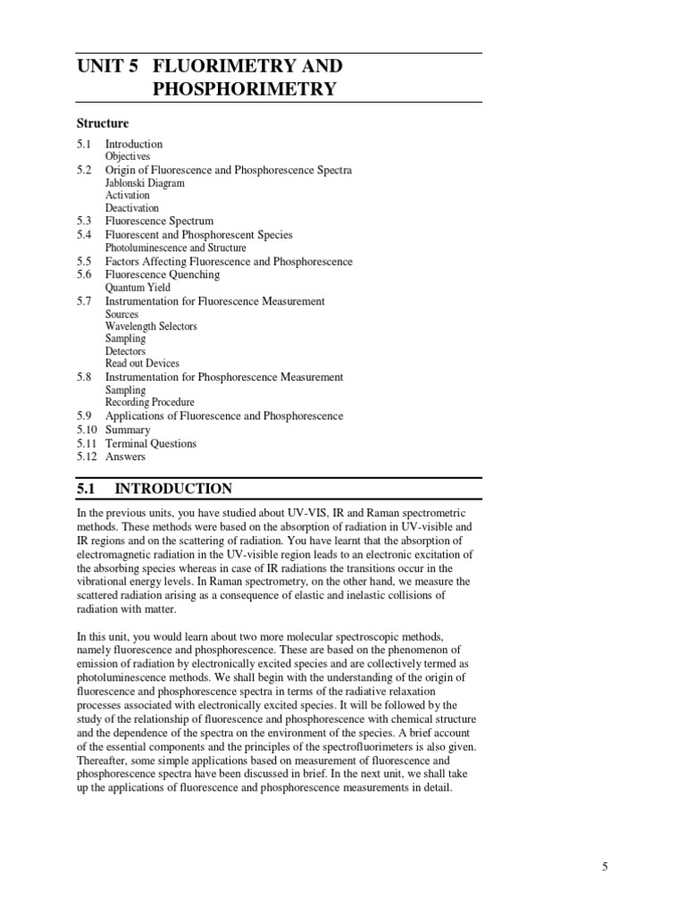 Unit 5 Fluorimetry and Phosphorimetry1 PDF Fluorescence Emission