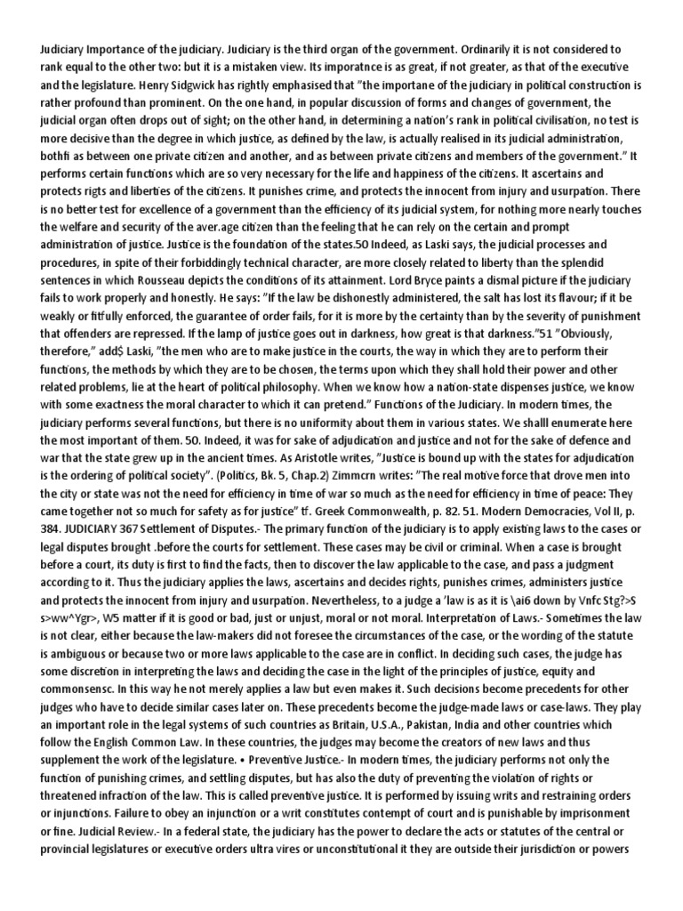 Judiciary Importance of The Judiciary PDF Judicial Review Judiciaries