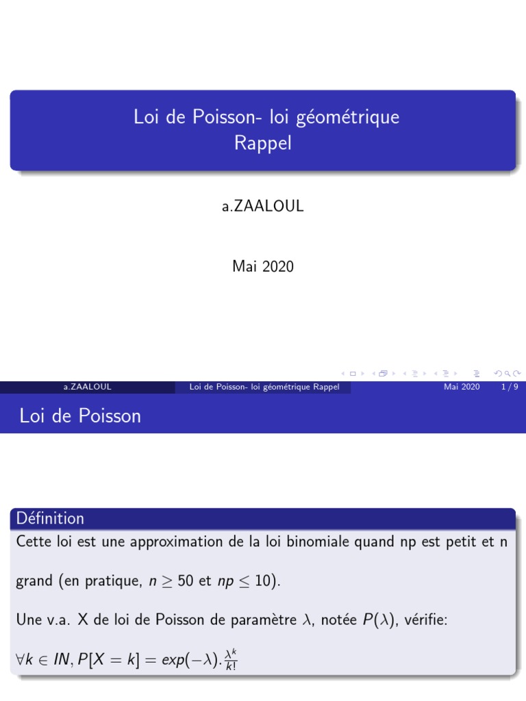 Loi de Poisson et loi géométrique | PDF | Loi de Poisson | Enseignement ...