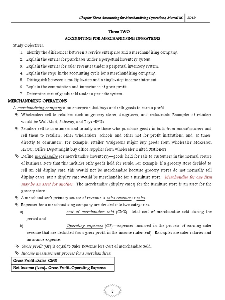 Chapter 3 Accounting For Merchandising Operations Pdf Debits And