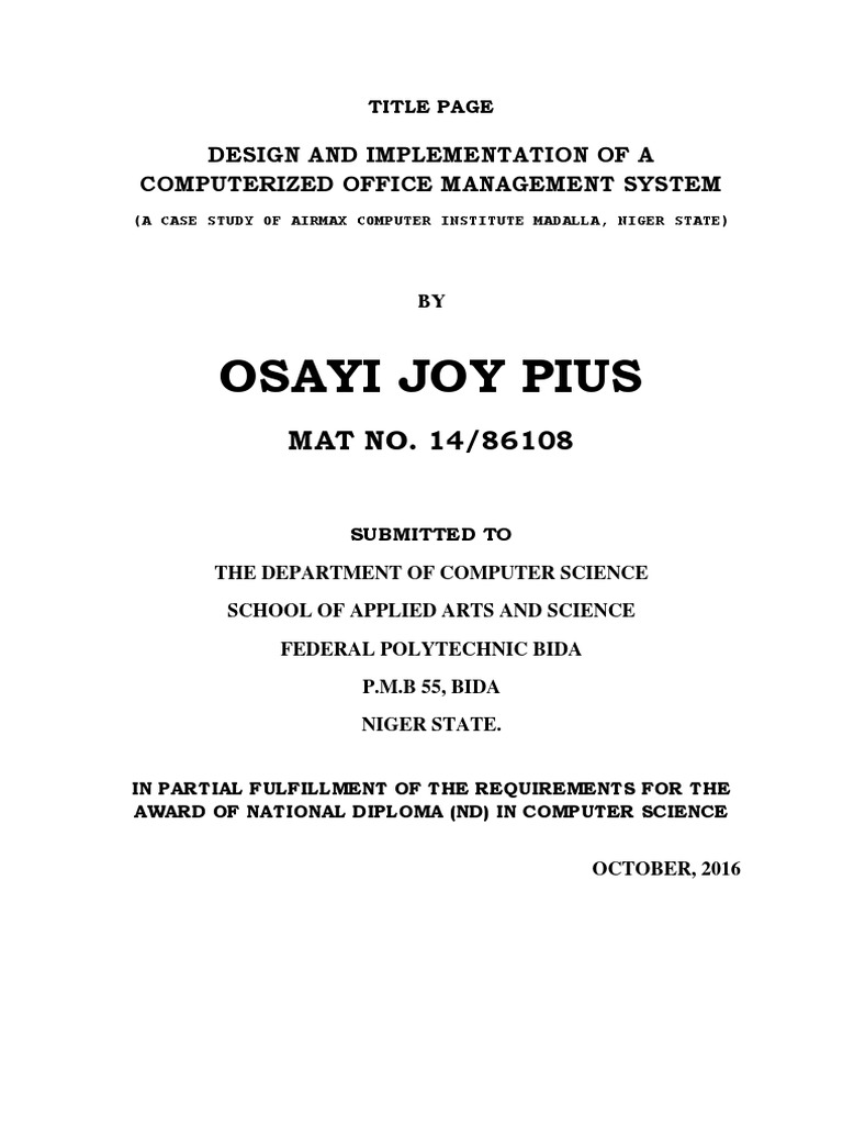 Main Project Management Documents