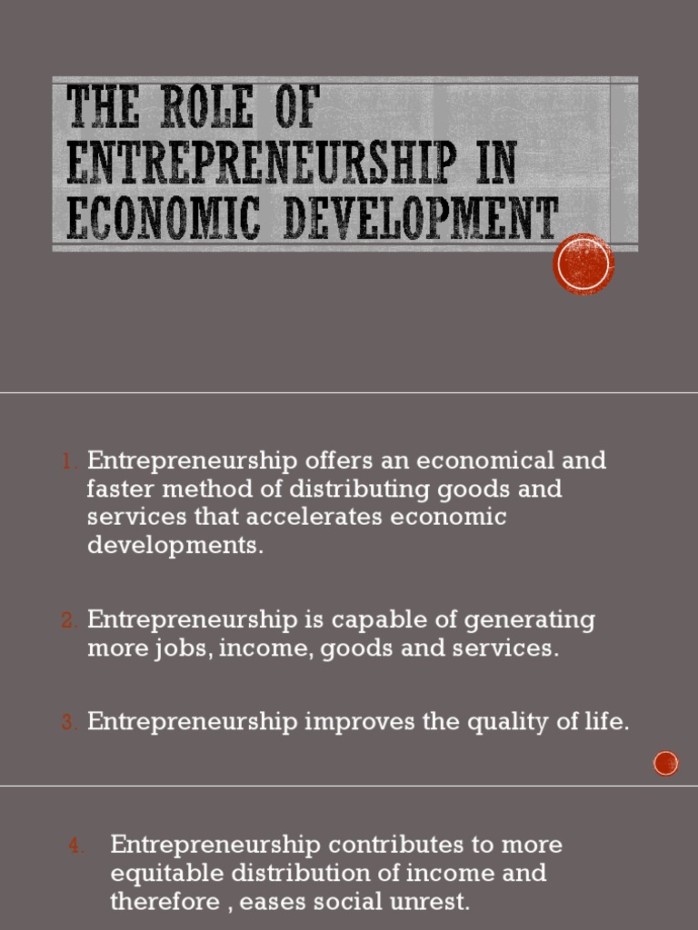 Role of Entrepreneurship in Economic Growth | PDF | Entrepreneurship ...