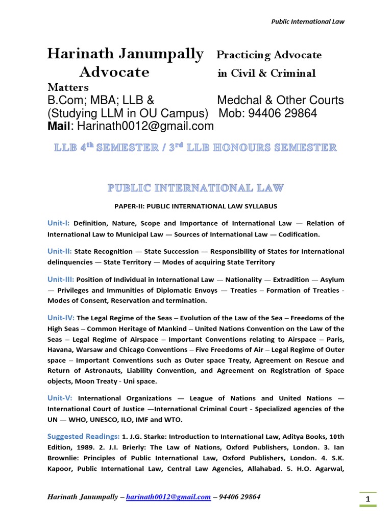 Public International Law Study Material | PDF | Extradition | Crimes