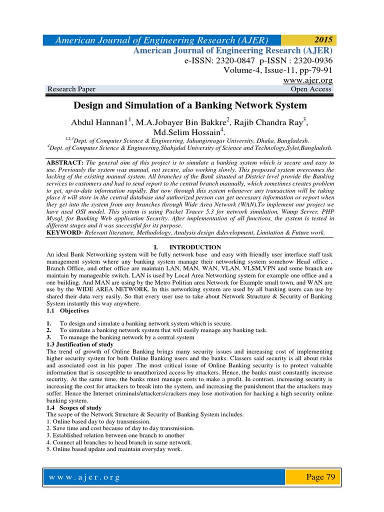 Design and Simulation of A Banking Netwo | PDF | Computer Network | Osi ...