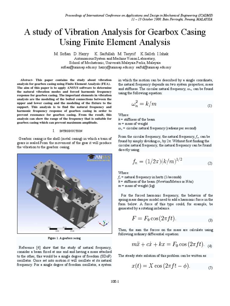 A Study of Vibration Analysis For Gearbox Casing