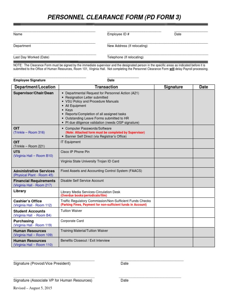 Completing a Personnel Clearance Form A Guide to Ensuring a Smooth