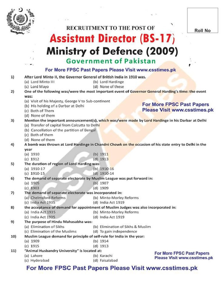 Assistant Director MOD 2009 PDF