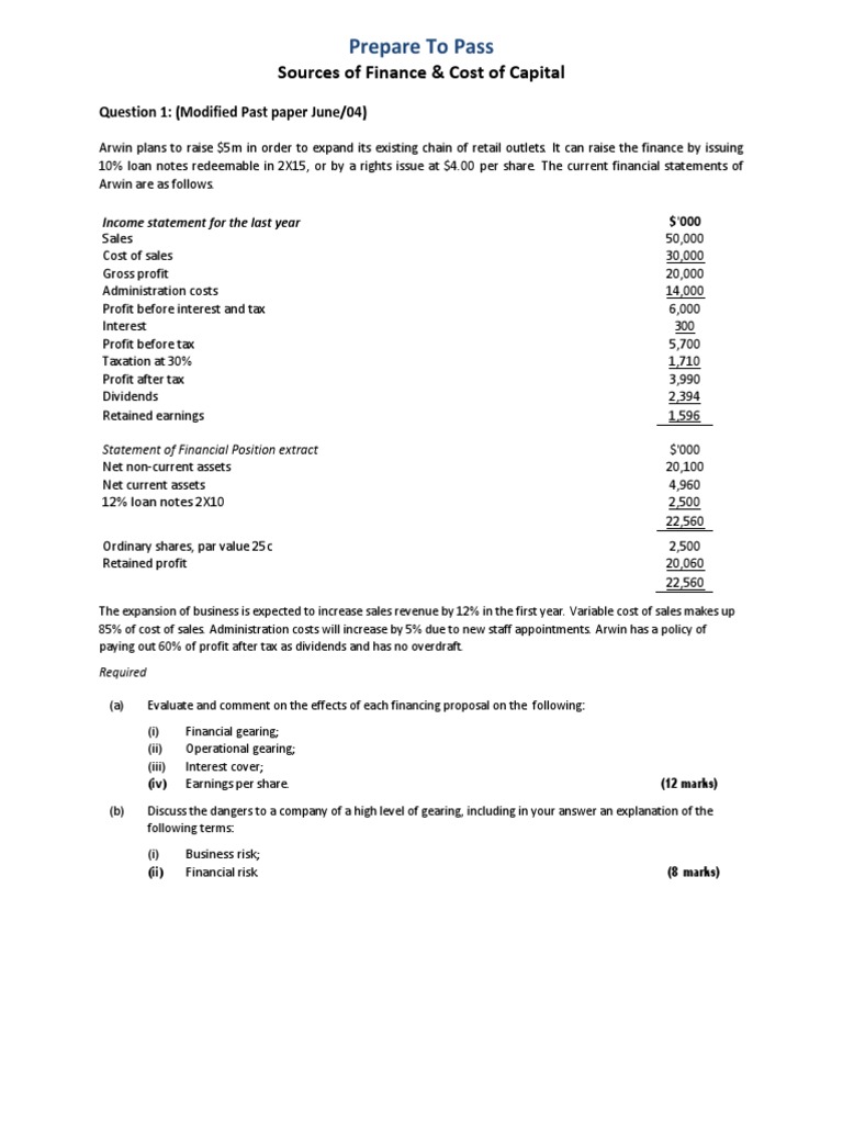 Questions cost of capital and sources of finance pdf dividend