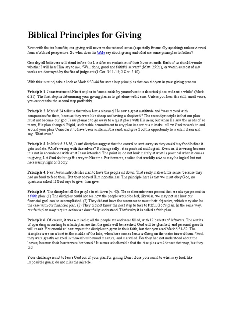 List Of Biblical Principles