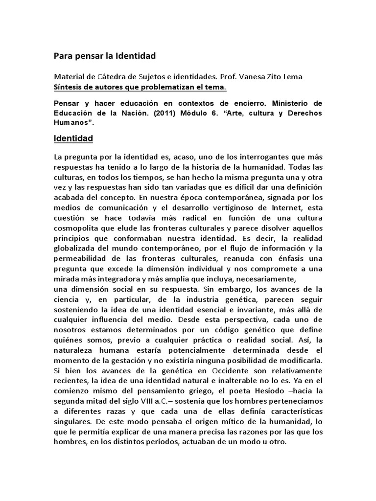 Construcción de la Identidad Social | PDF | Narración | Pensamiento