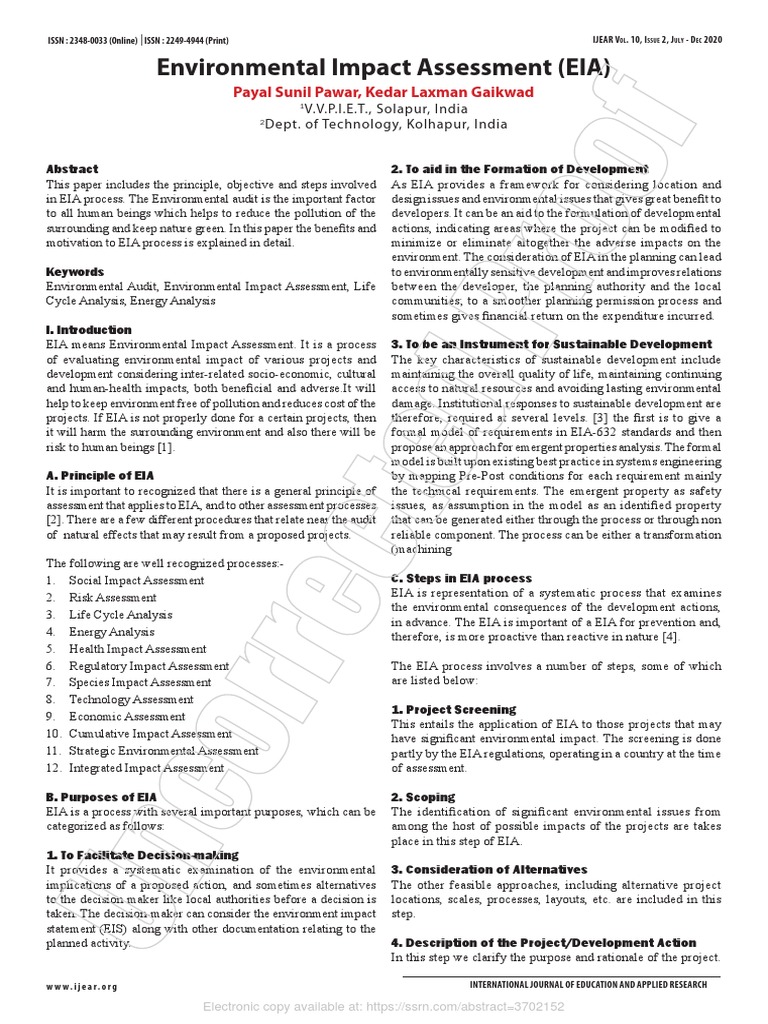 Environmental Impact Assessment Overview | PDF | Environmental Impact ...