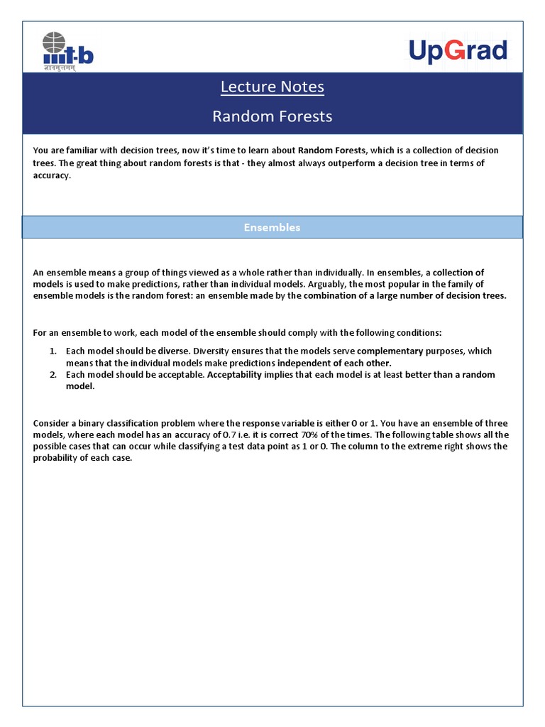 Lecture+Notes+-+Random Forests | PDF | Machine Learning | Cognitive Science