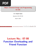 Object Oriented Design and Programming CS 201: Dr. Deepika Gupta