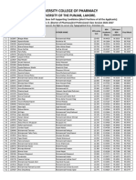 General Merit List of PharmD Self Supporting 2022 FSC Basis31