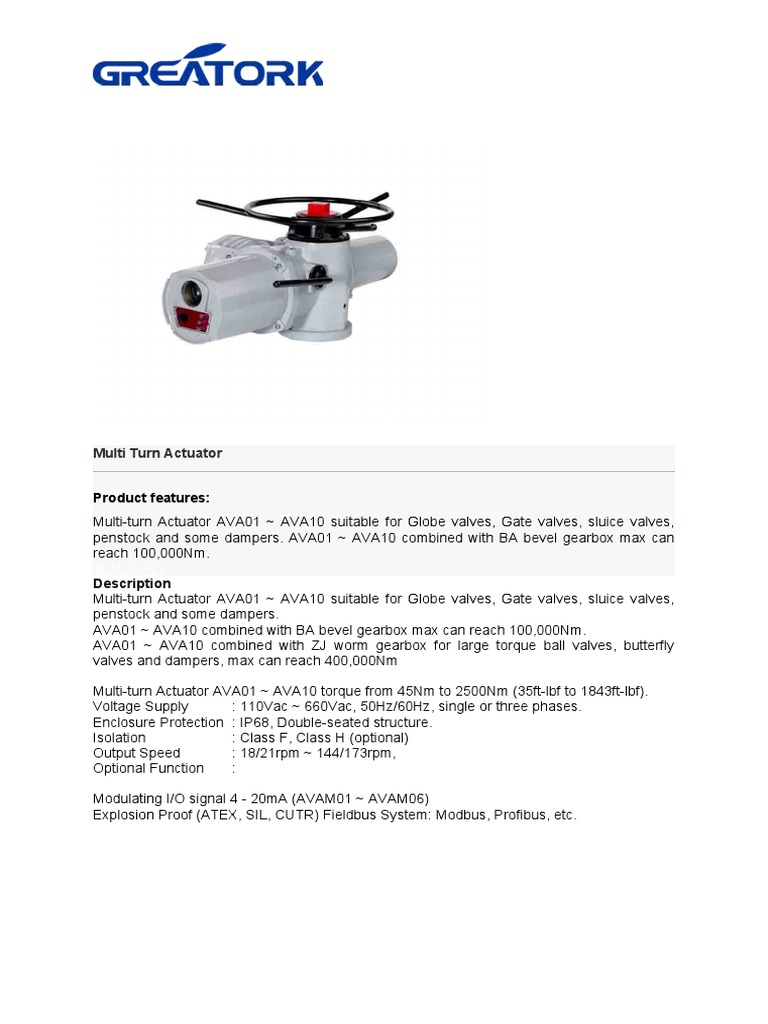 Multi Turn Actuator | PDF