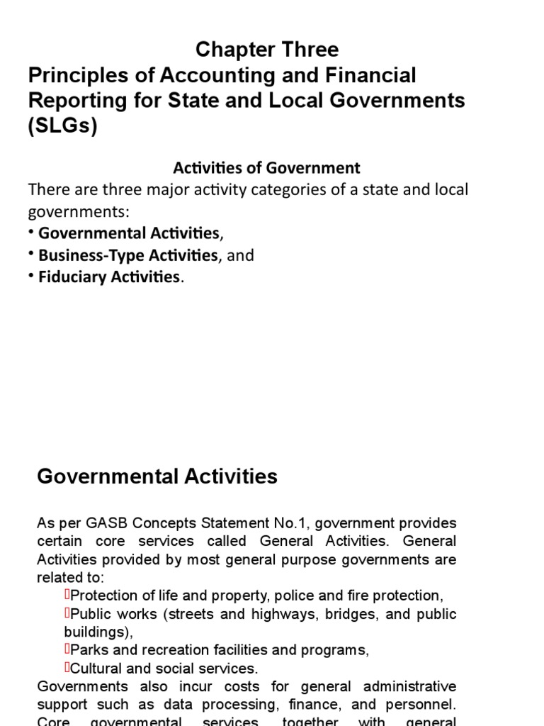 Chapter Three Principles of Accounting and Financial Reporting For