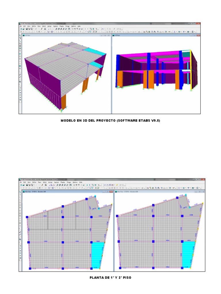 Modelo 3D ETABS: Desplazamientos y Armaduras | PDF