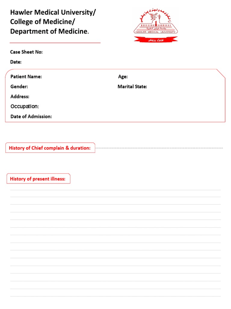 Medical Case Sheet Template | PDF | Social Programs | Medicine