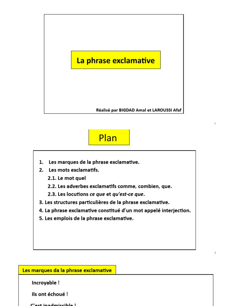 C est Quoi Une Phrase Exclamative La Phrase Exclamative Revue | PDF | Phrase | Linguistique