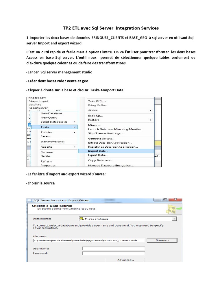 TP2 ETL avec SSIS et SQL Server | PDF