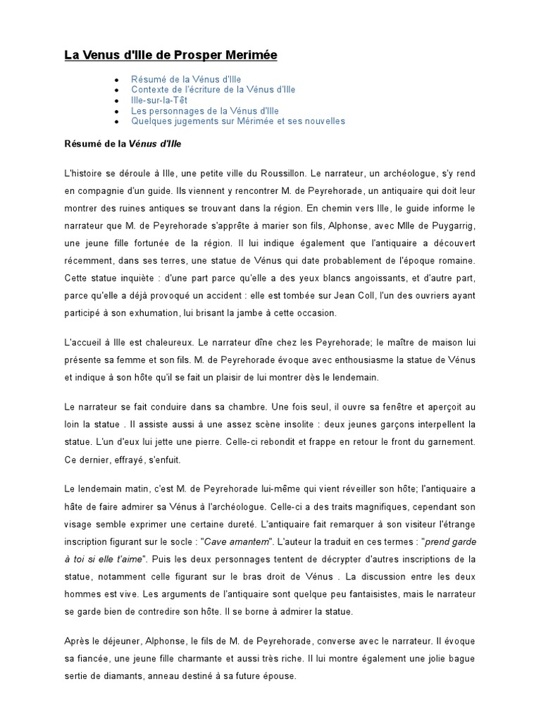 La Venus D Ille de Prosper Merimee PDF
