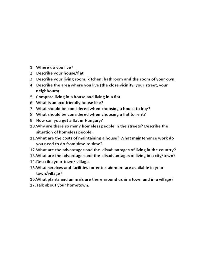 Housing Questions Only PDF