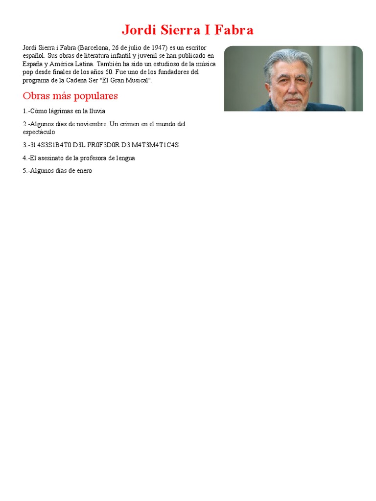 Jordi Sierra I Fabra Pdf Clásicos