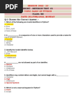 ANS WER KEY Xii Cs MCQ 15 June 2022