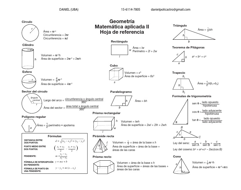 Formulas de Geometria | PDF | Geometría triangular | Geometría del ...