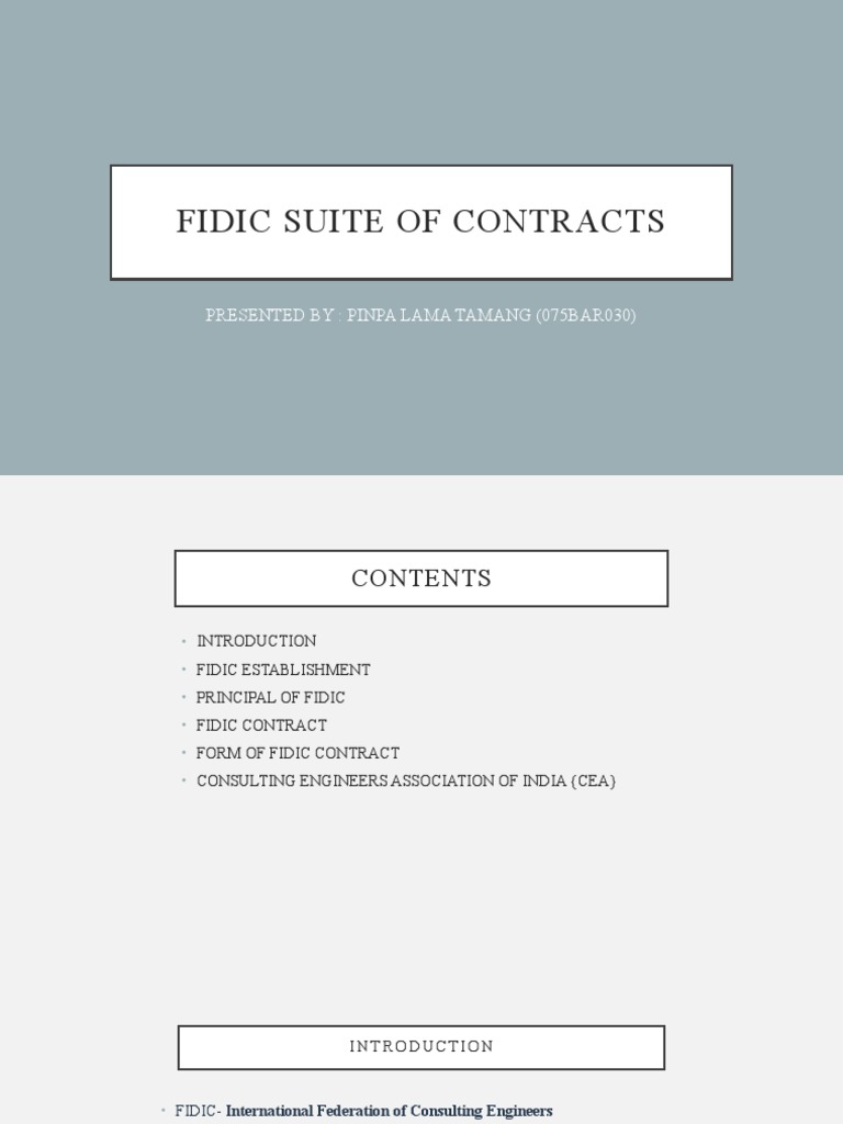 Fidic suite of contracts pdf engineering economies