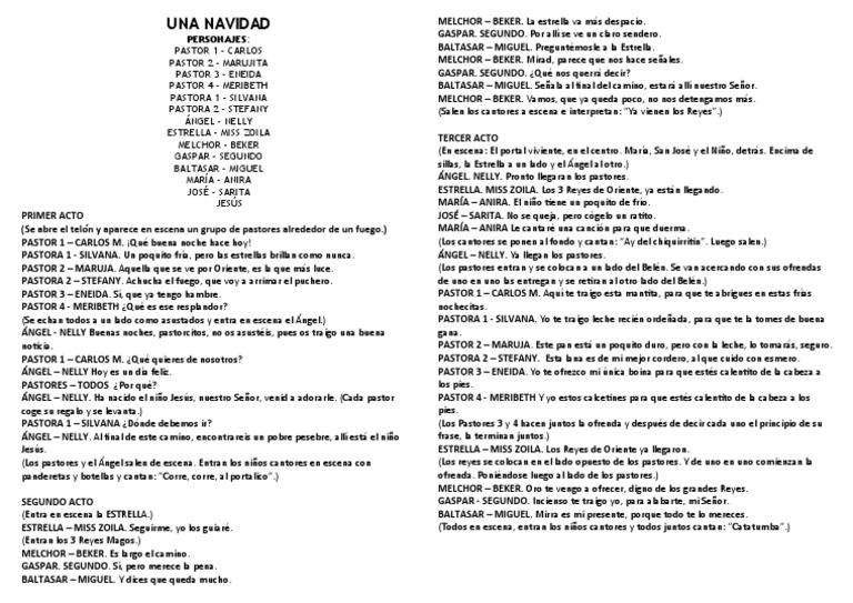 Guion de obra navideña para 3 personajes | PDF