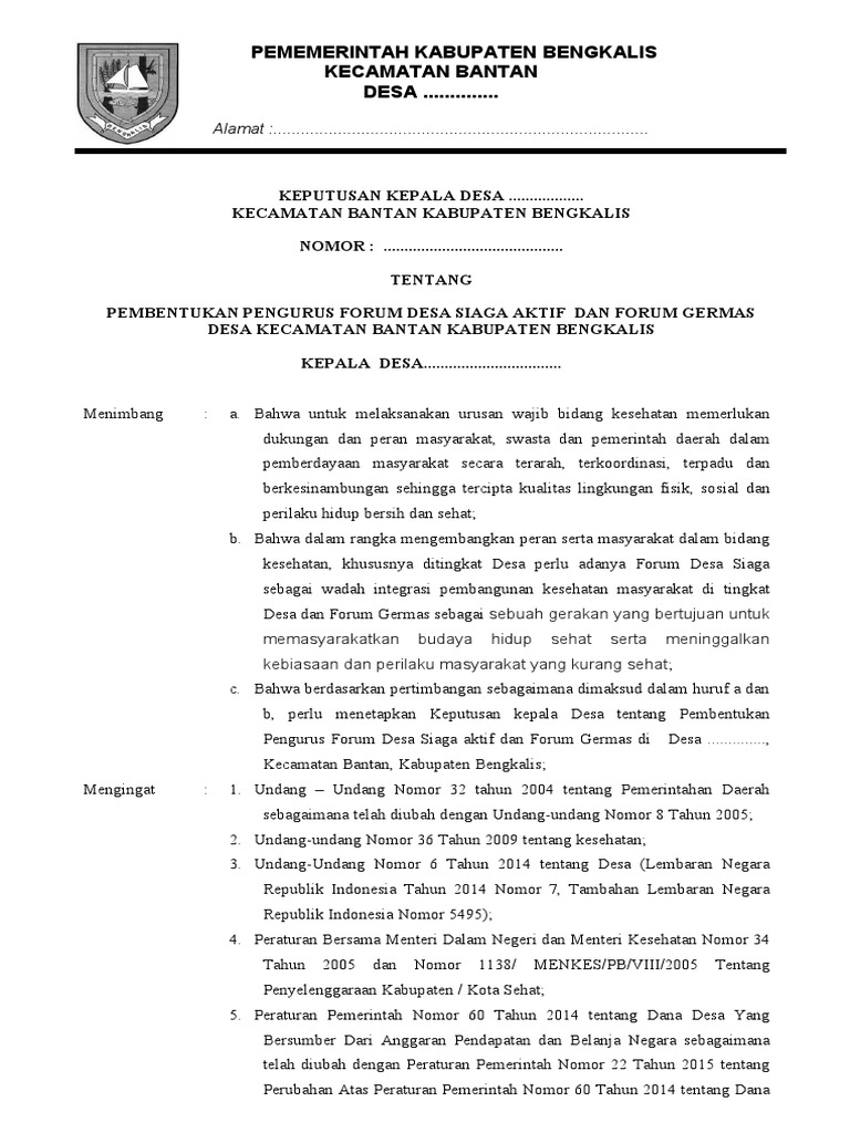 Contoh Sk Desa Siaga Ok Pdf Gaya Hidup