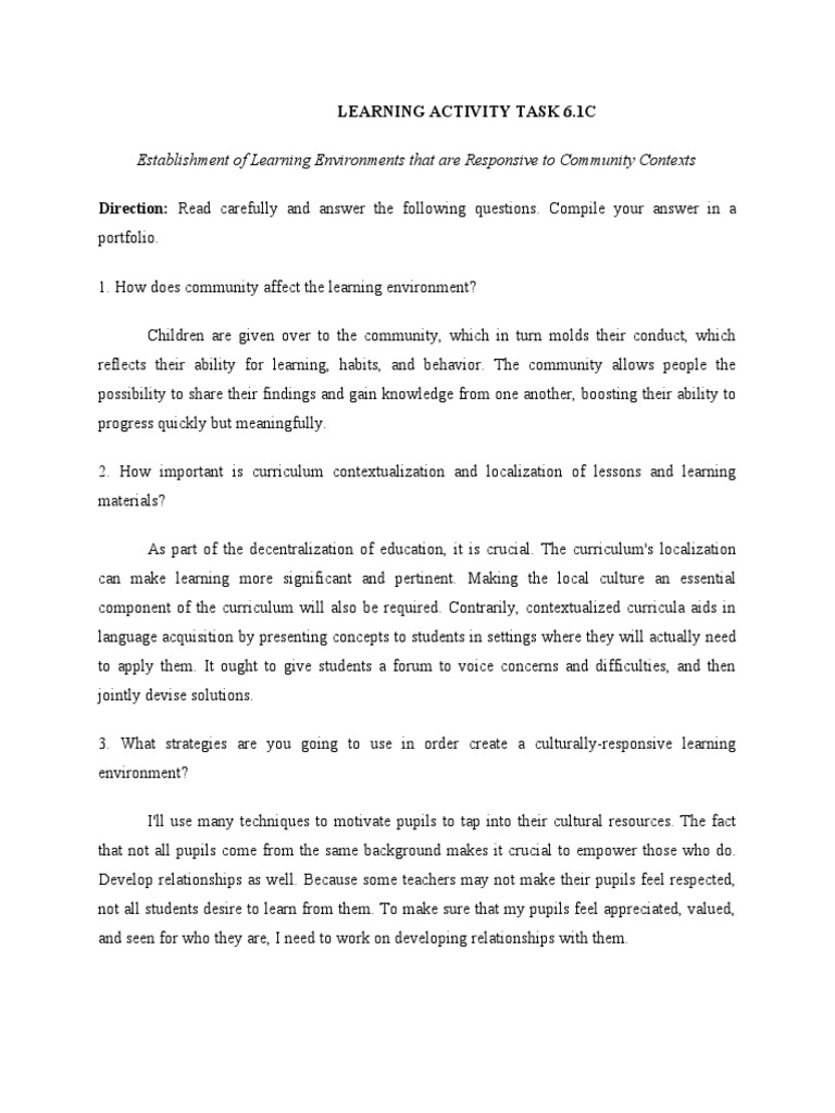 Learning Activity Task 6 | PDF | Learning | Policy
